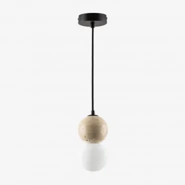 Lâmpada De Teto Ø10 Cm Em Travertino Com Bola De Cristal Davise Preto - Sklum