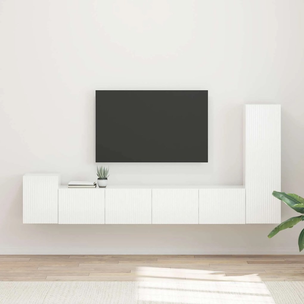 vidaXL Conjunto de móvel de TV 3 pcs Branco Brilhante