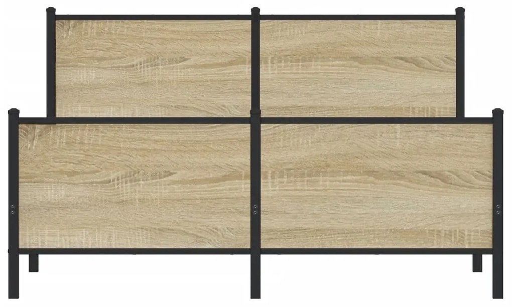 Estrutura de cama sem colchão 137x190 cm metal carvalho sonoma