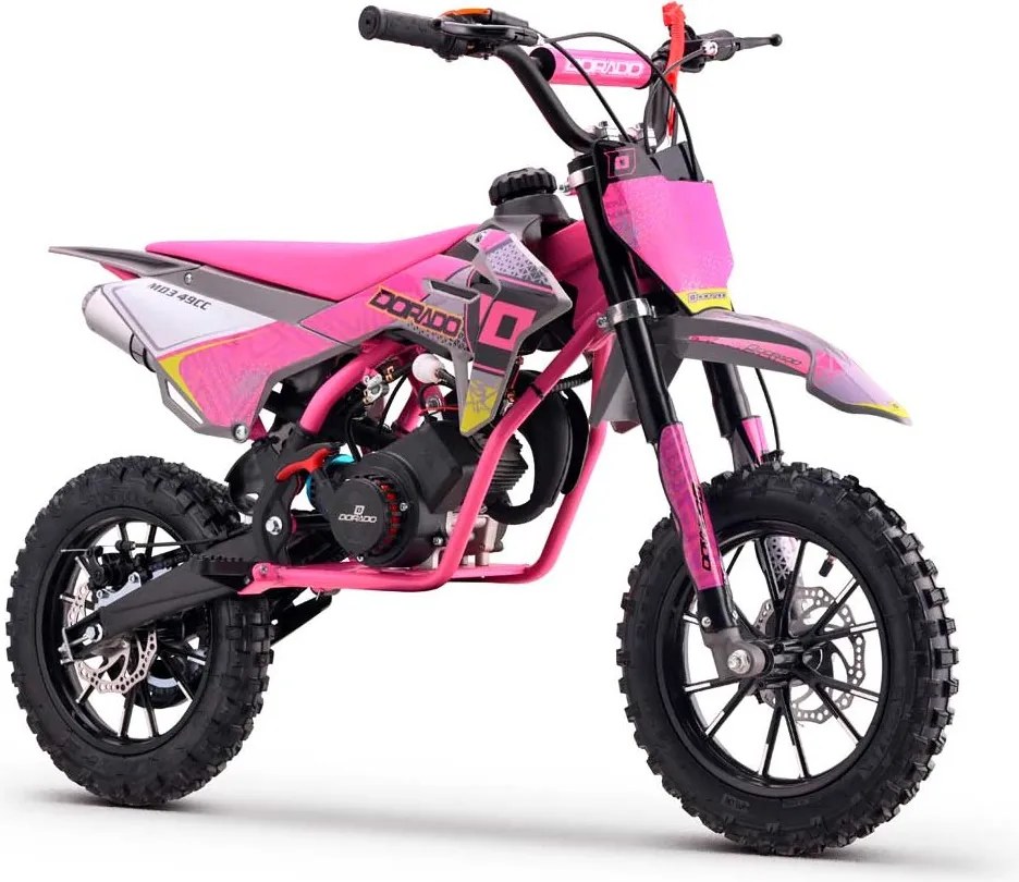 MINI MOTO Crianças MINICROSS gasolina DORADO MD3 49cc 2T 10/10" Com Limitador Velocidade Rosa