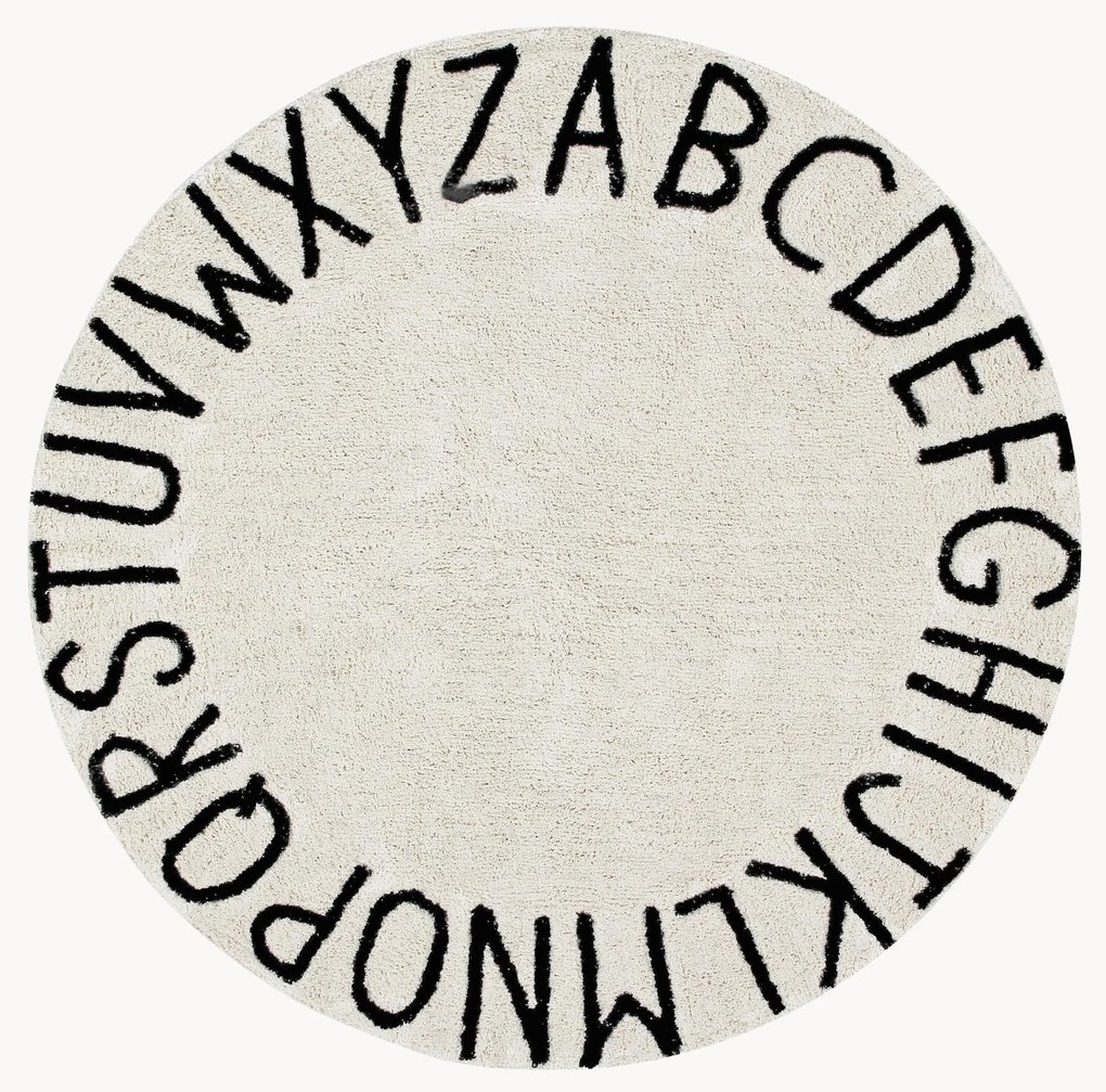 Tapete redondo para crianças com desenho de letras ABC