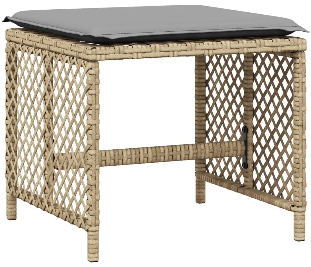 9 pcs conjunto de jantar p/ jardim com almofadões vime PE bege