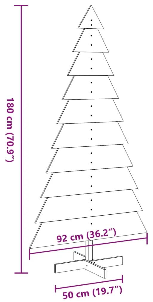 Árvore de Natal decorativa 180 cm madeira de pinho maciça