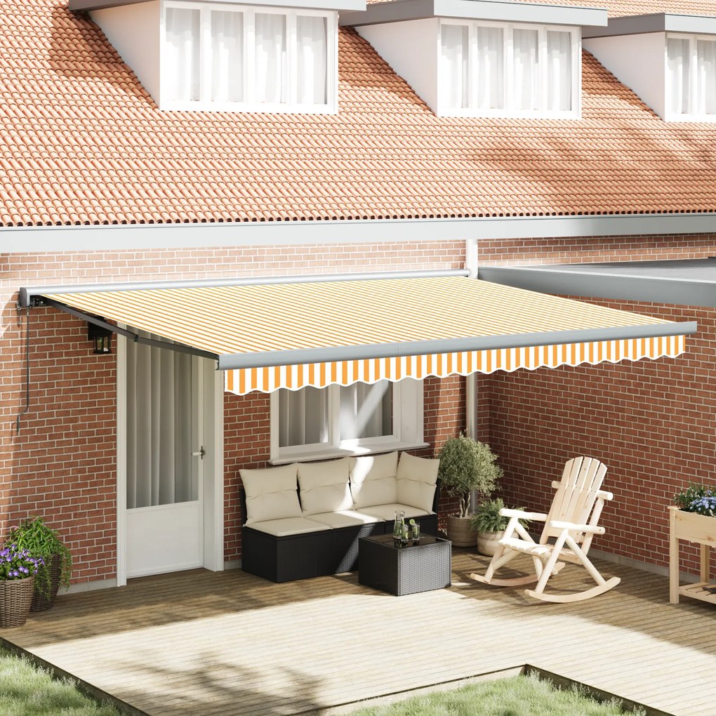 vidaXL Toldo Retrátil Automático Laranja e Branco 450x300 cm