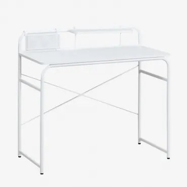 Escrivaninha 100x45 Cm Em Aço E Madeira Sibila Branco - Sklum