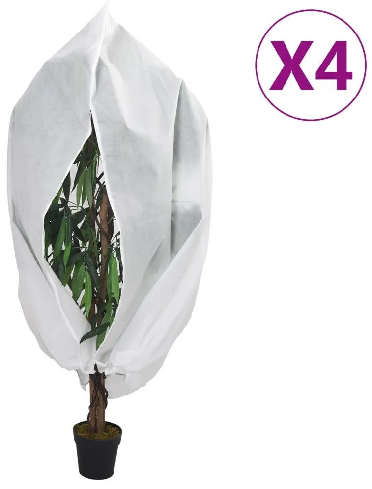 vidaXL Coberturas para plantas com fecho 4 pcs 70 g/m² 1x1,55 m