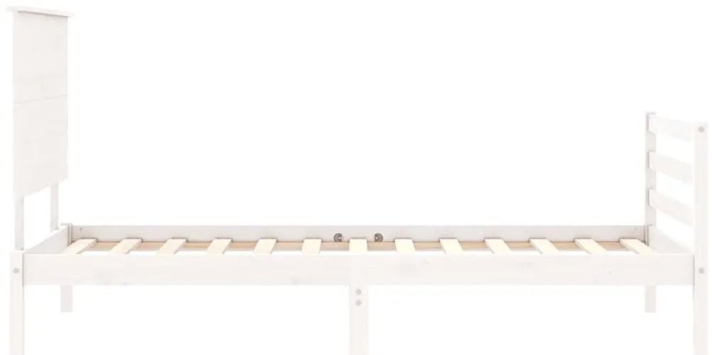 Estrutura cama de solteiro c/ cabeceira madeira maciça branco