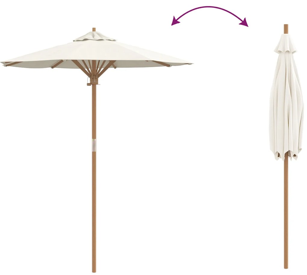 Guarda-sol de Jardim Creme Branco 180x230 cm Bambu