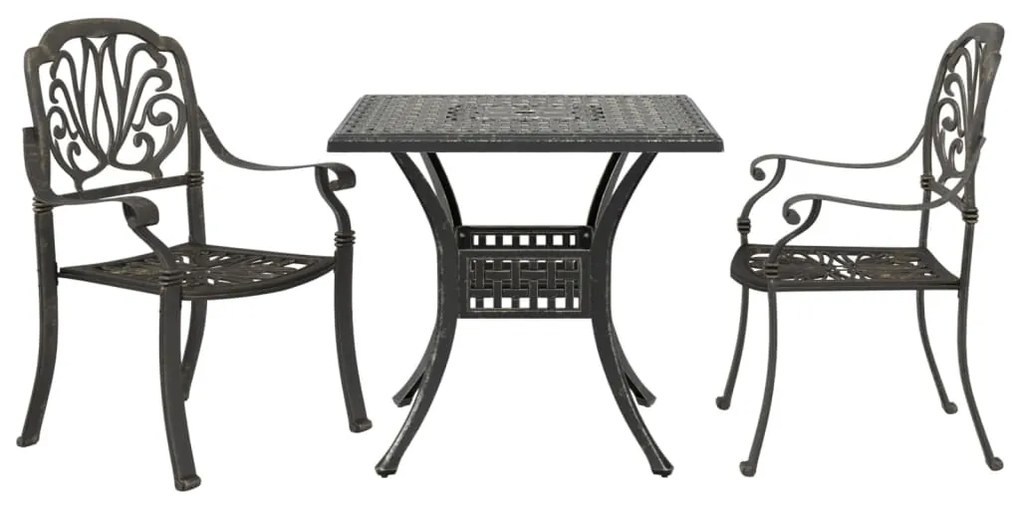 vidaXL 3 pcs conjunto de bistrô alumínio fundido bronze