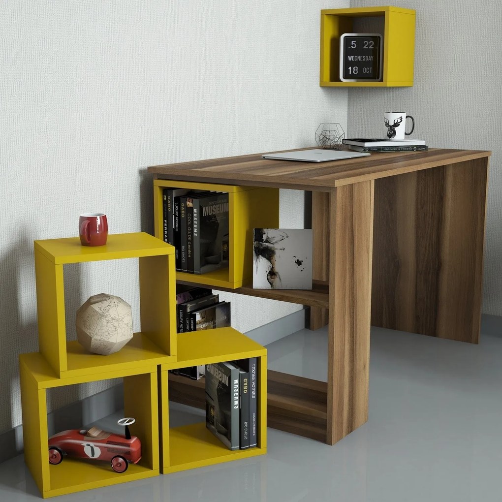 Secretária de Estudo Box – Nogueira – 120x75x65 cm