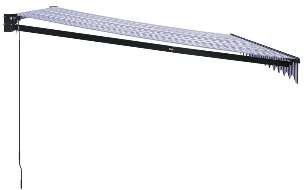 Toldo retrátil 4,5x3 m tecido e alumínio azul e branco