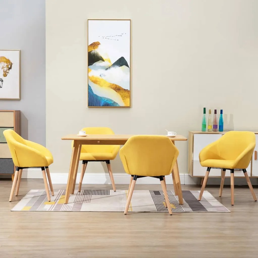 vidaXL Cadeiras de jantar 4 pcs tecido amarelo