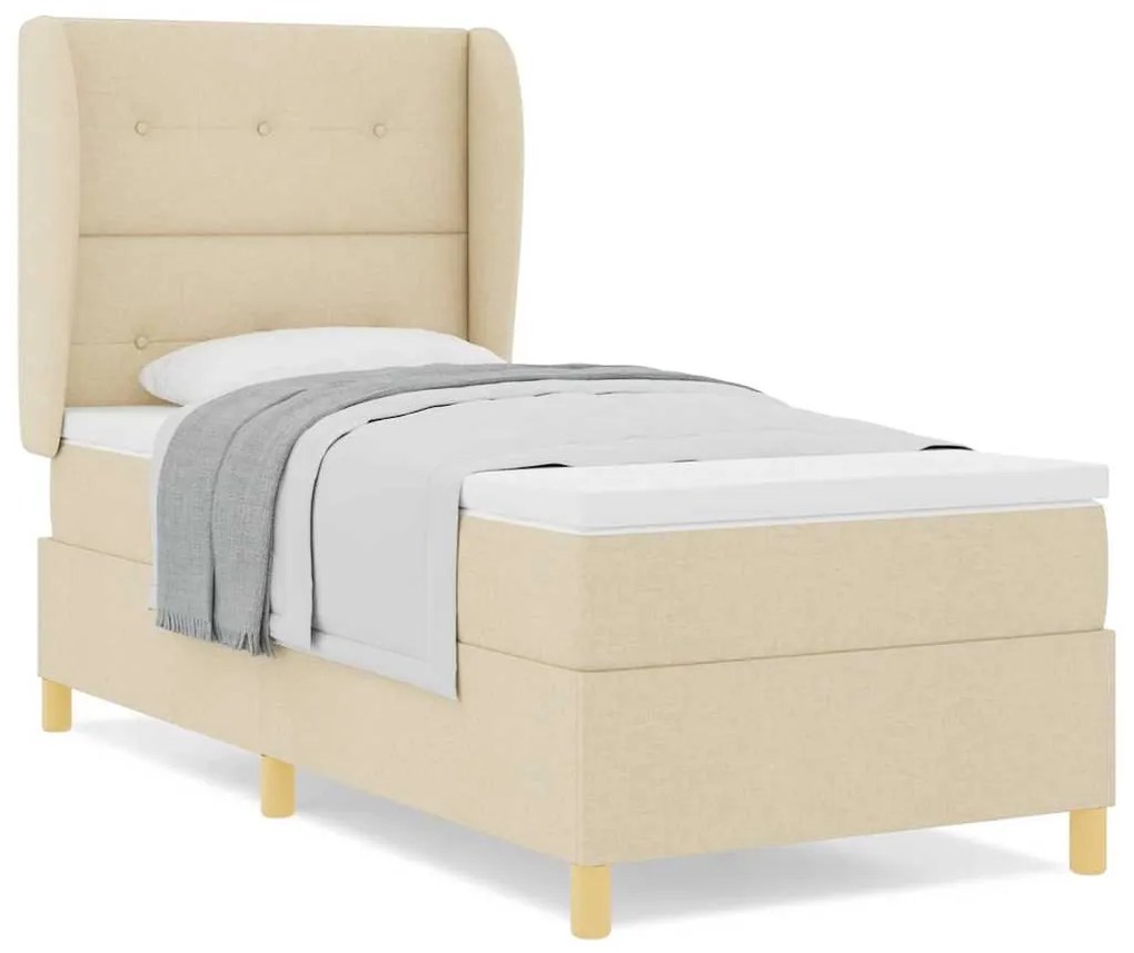 Cama Box com Colchão vidaXL - Creme, 100x200 cm, Tecido