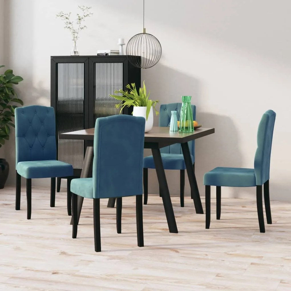 vidaXL Cadeiras de jantar 4 pcs veludo azul