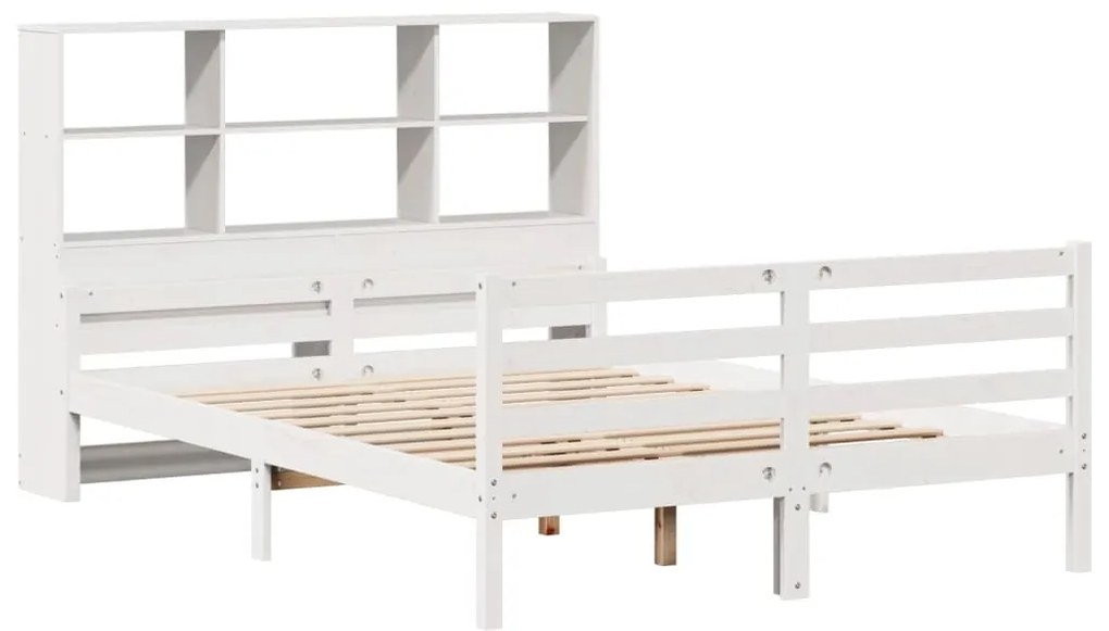 Cama com estante sem colchão 160x200 cm pinho maciço branco