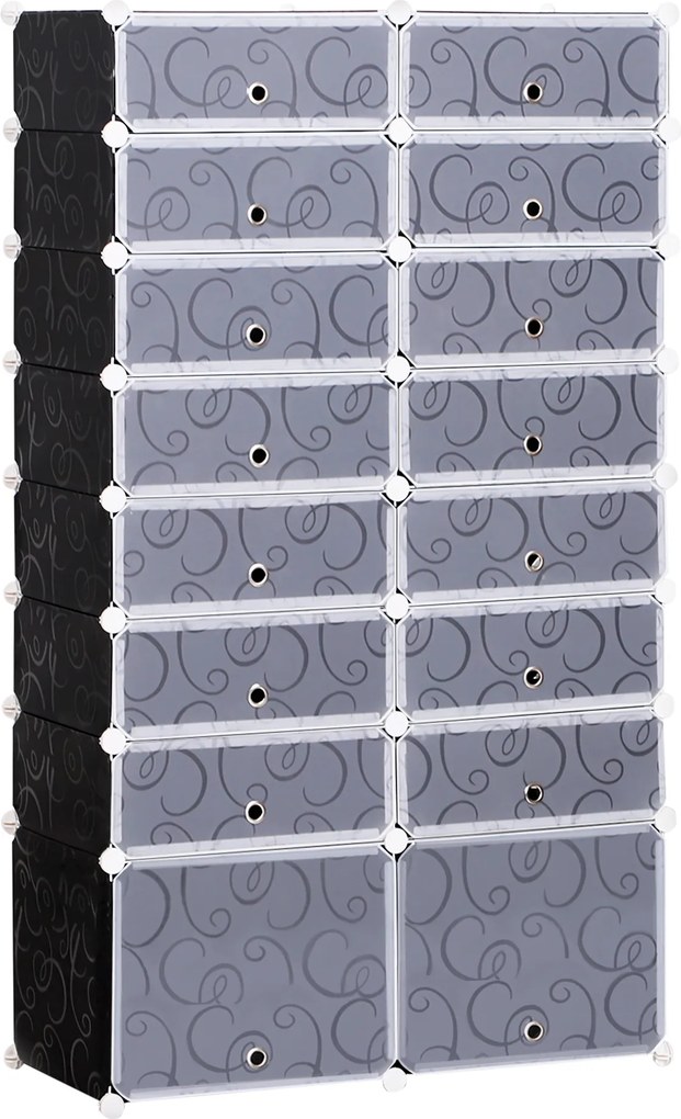 HOMCOM  Armário Removível de 16 Cubos cor Preto e Branco95x37x160cm|Aosom Portugal