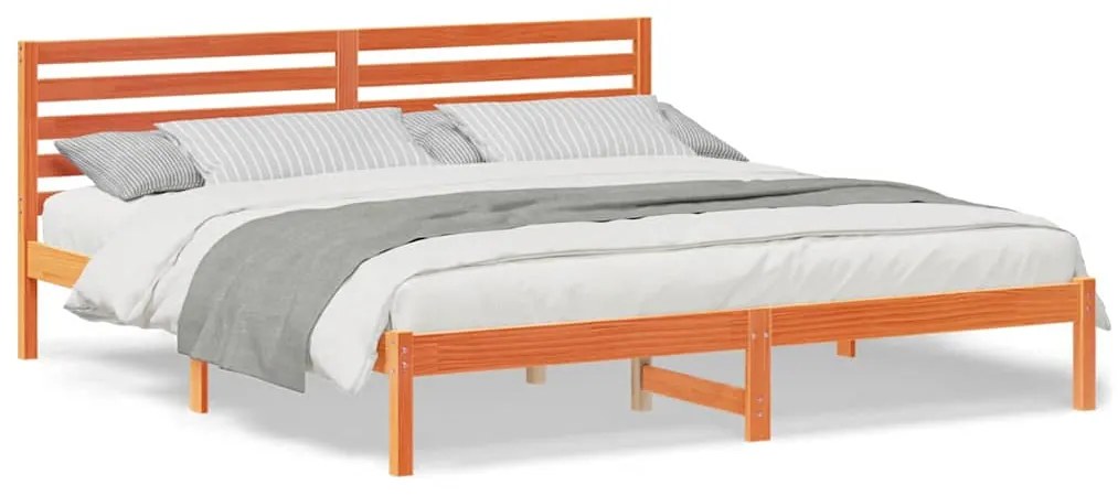 Estrutura da Cama com cabeceira Castanho-mel 200 x 200 cm