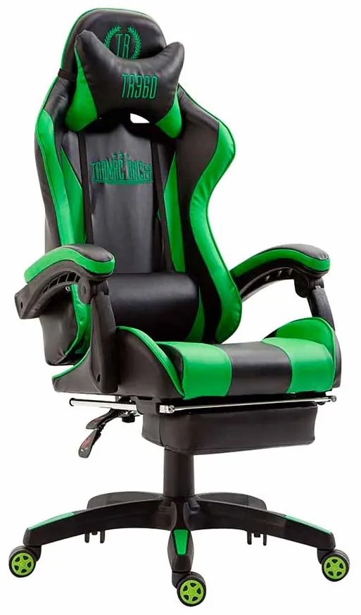 Cadeira Gaming Ignite em imitação de pele preto/verde