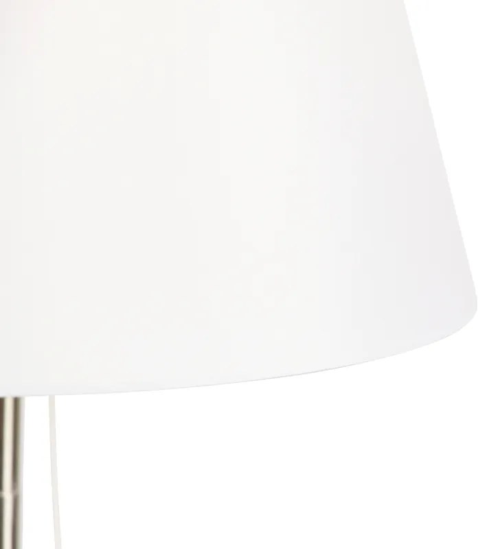 Candeeiro de pé em aço com abajur de tecido branco e braço ajustável - Ladas Deluxe Moderno