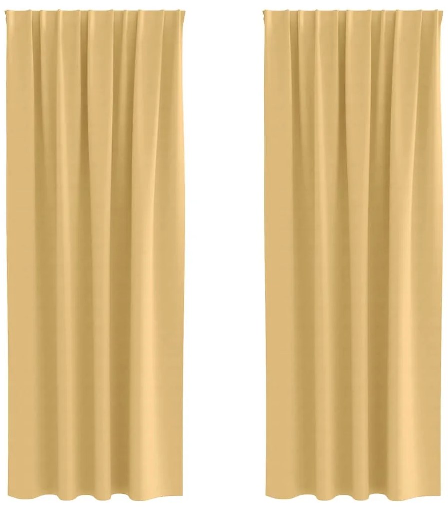 Cortinas com cortinas 2 pcs Bege 245 x 140 cm Poliéster