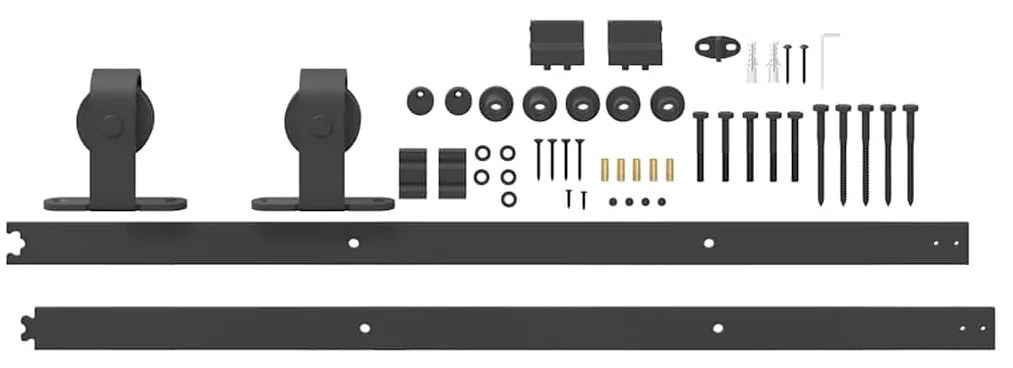 Kit de ferragens para porta deslizante 183 cm aço preto