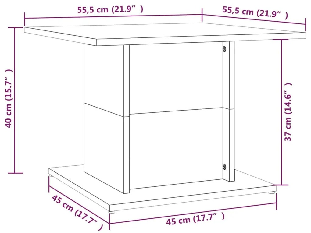 Mesa de centro 55,5x55,5x40 cm contraplacado preto