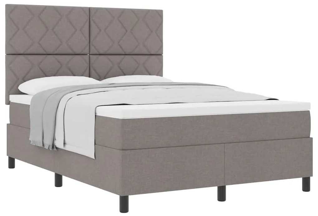 Cama Box Spring com Colchão Taupe 140x190 cm Tecido