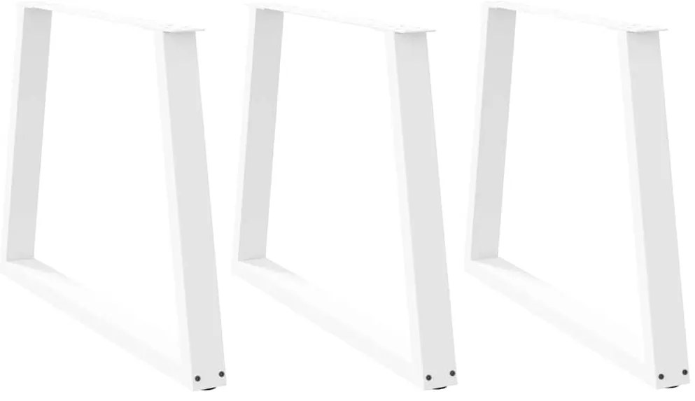 Pés para mesa de jantar em V, 3 peças, branco, 100x(72-73,3) cm, aço
