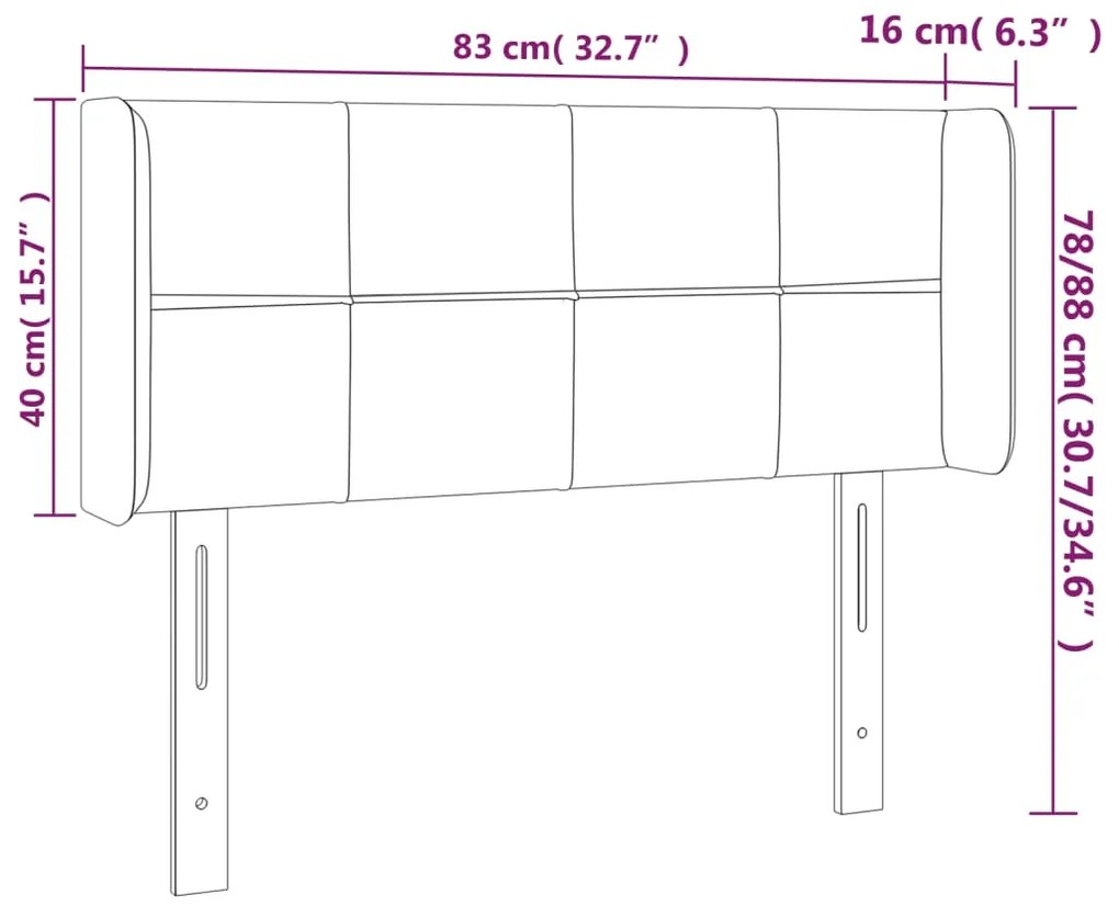 Cabeceira de cama c/ abas tecido 83x16x78/88 cm creme