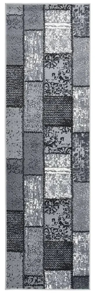 vidaXL Passadeira c/ padrão de blocos 80x350 cm polipropileno cinzento