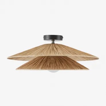 Plafon De Teto Ø50 Cm Em Ráfia Aislin Natural - Sklum