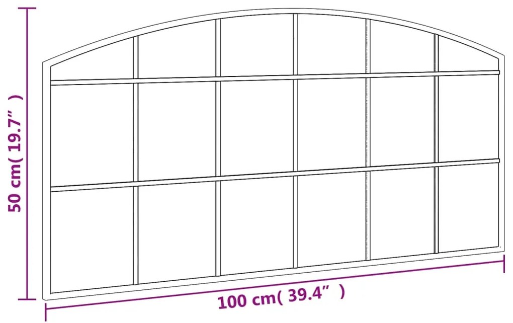 Espelho de parede arqueado 100x50 cm ferro preto