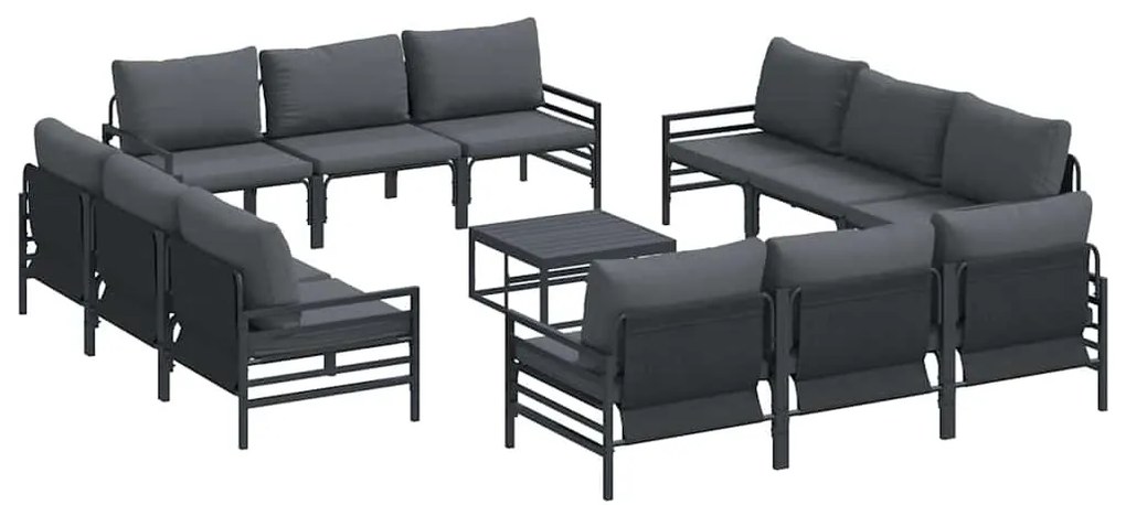 Conjunto de Sofá de Jardim 13 pcs Cinzento-escuro Aço