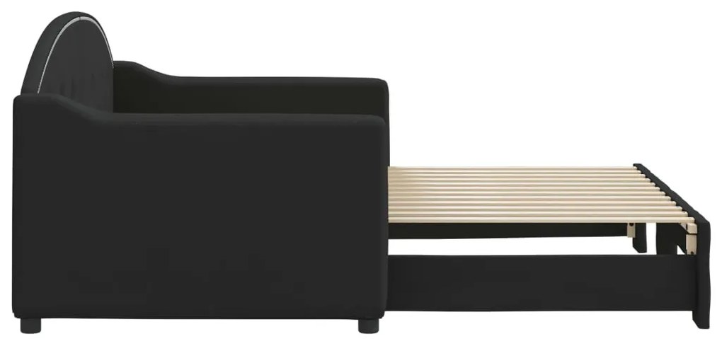 Sofá-cama com gavetão 80x200 cm tecido preto