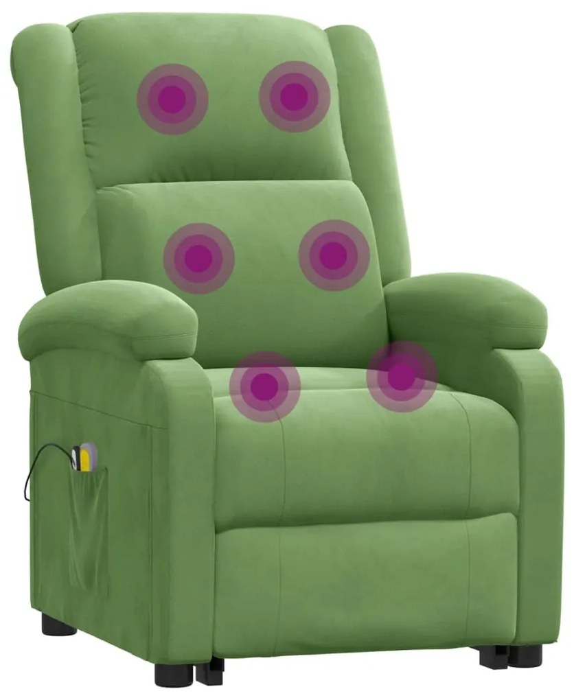 Poltrona elevatória de massagens veludo verde-claro