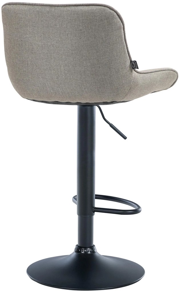 Banco alto em tecido com estrutura preta 85-106 x 49 x 51 cm castanho acinzentado