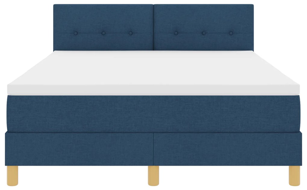 Cama Box Spring com Colchão Azul 140x190 cm Tecido