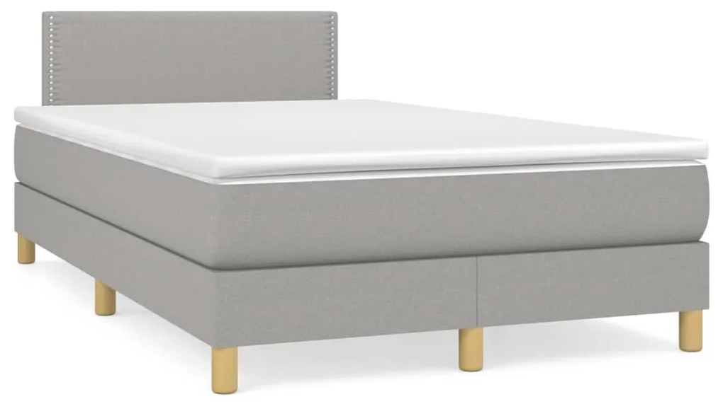 3269765 vidaXL Cama boxspring com colchão 120x190 cm tecido cinzento-claro