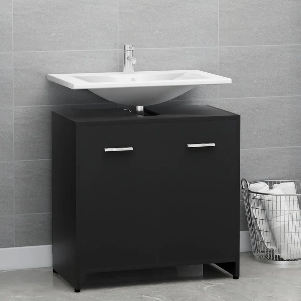 vidaXL Armário casa de banho 60x33x61 cm derivados de madeira preto