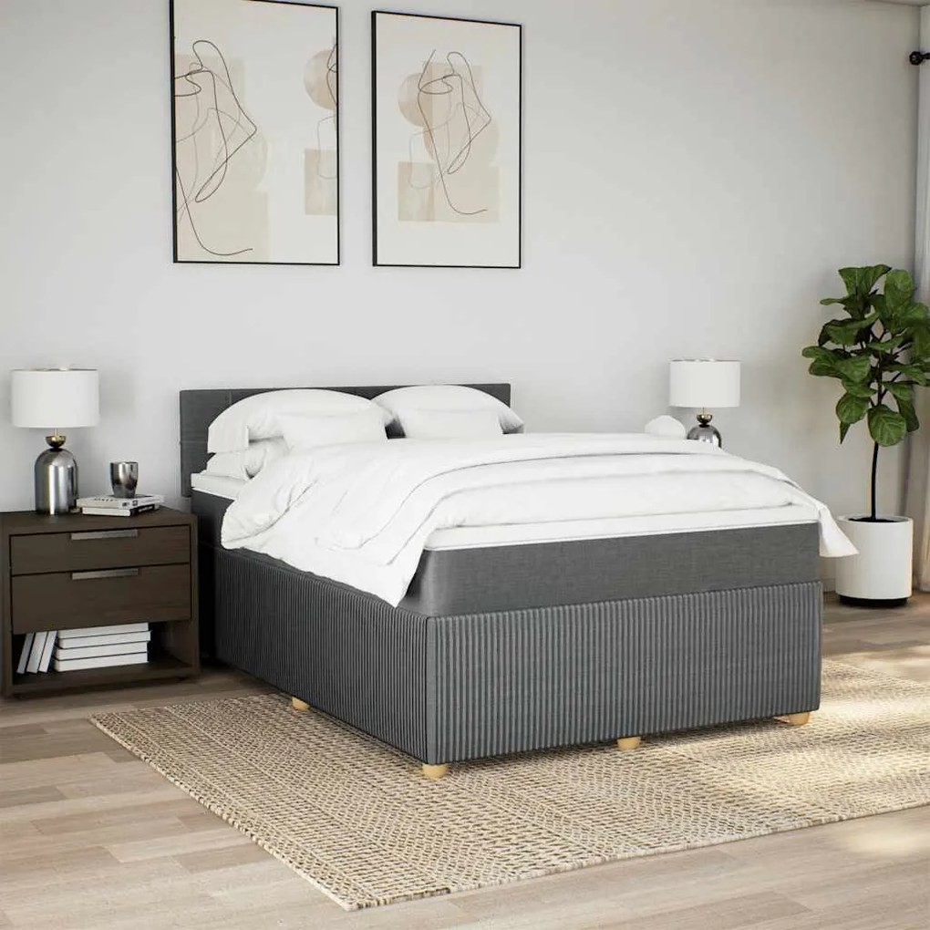 Cama com molas/colchão 160x200 cm tecido cinzento-escuro