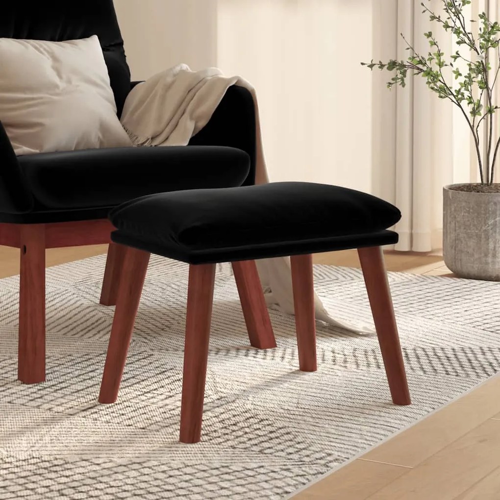 vidaXL Apoio de pés 45x29,5x35 cm veludo preto