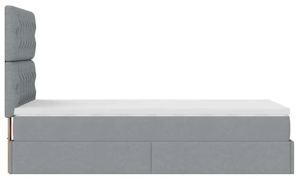Cama Otomana com colchão & LEDs 80x200cm tecido cinza-claro
