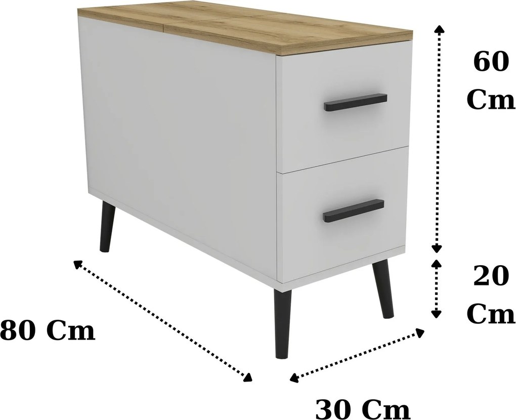 Mesa Lateral Island – Branco – 30 cm x 80 cm x 80 cm
