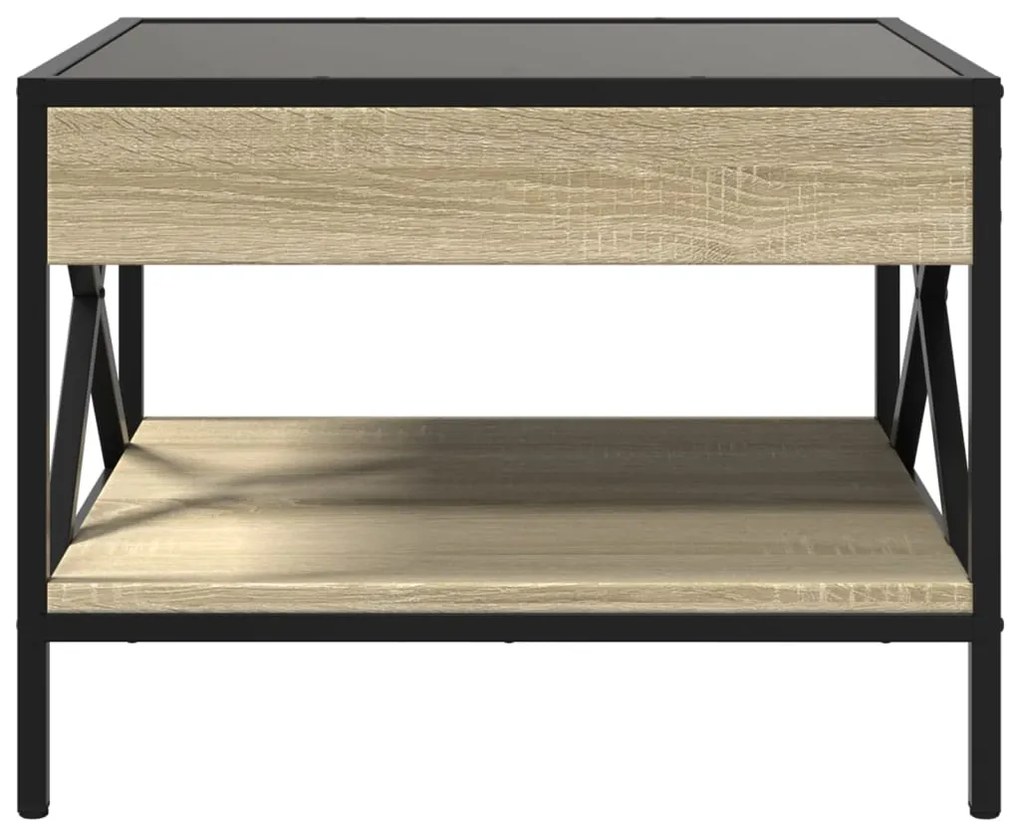 Mesa de centro luzes LED Infinity 50x50x38 cm carvalho sonoma