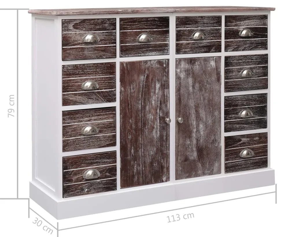 Aparador com 10 gavetas 113x30x79 cm madeira castanho