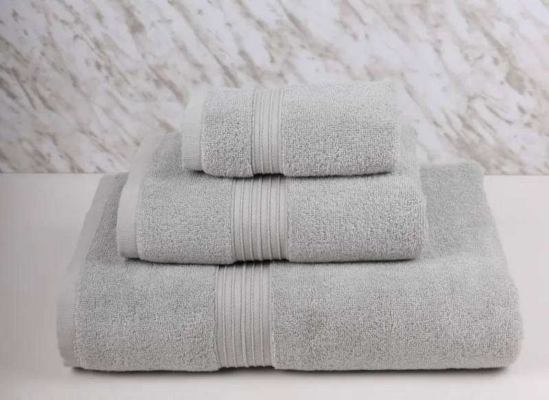 Jogo 3 toalhas de banho 100% micro algodão suave e absorvente: Cinzento
