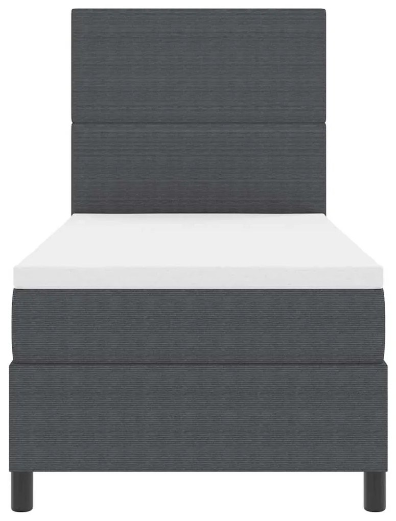 Cama Box Spring com Colchão e Luz LED Cinza Escuro 80x200 cm Tecido Ca