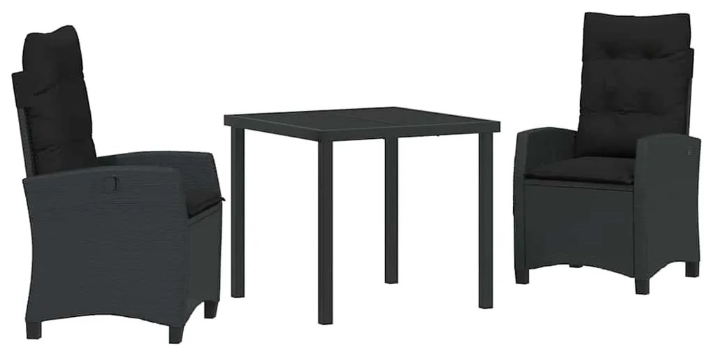 Conjunto de Jantar de Jardim 3 Peças com Almofadas - Rattan Sintético