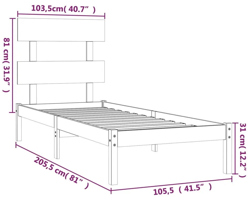 Estrutura de cama 100x200 cm madeira maciça branco