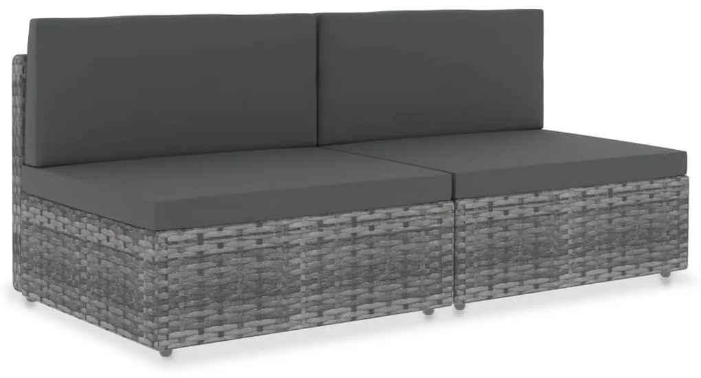 vidaXL Sofá seccional de 2 lugares vime PE cinzento